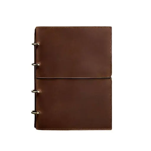 Кожаный блокнот А5 на кольцах (софт-бук) 9.0 в мягкой светло-коричневой обложке. - фото 8