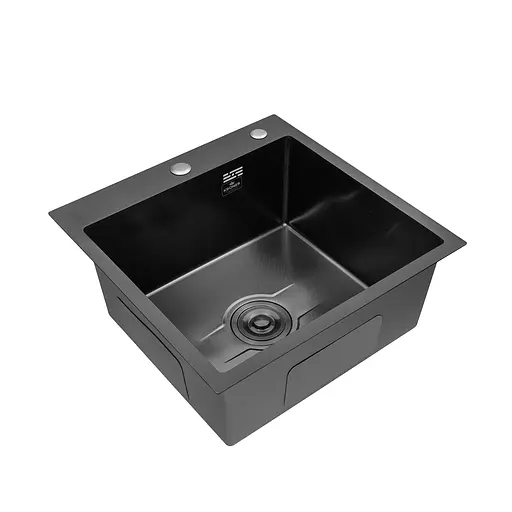 Кухонна мийка Kroner KRP Derby - 5050HM PVD (2,5/0,5 мм) CV027240, Чорний - фото 3