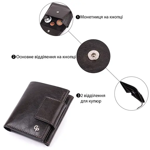 Жіночий шкіряний гаманець Grande Pelle 10.8х11.5х2.5 см acs0029467 - фото 3
