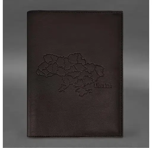 Кожаная обложка BlankNote Standart с картой Украины для нотариального реестра темно-коричневый - фото 2
