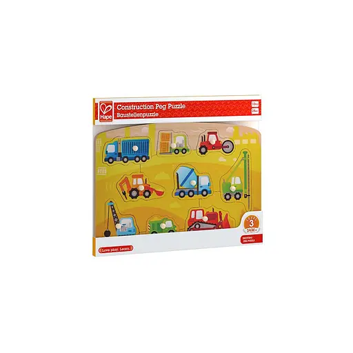 Розвиваюча іграшка Hape дерев'яна рамка-вкладиш Будівельний транспорт (E1407) - фото 2