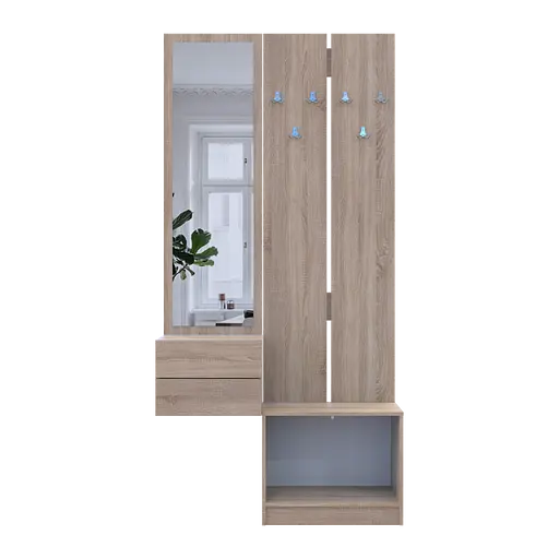Прихожая Сола 2+3 Doros Дуб Сонома/Белый ДСП / зеркало 105х40х215 (42005148) - фото 4
