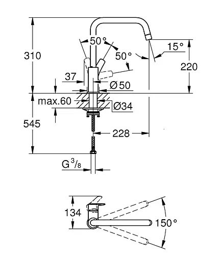 Смеситель для кухни Grohe Eurosmart 305672430 Черный матовый - фото 6