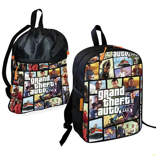 Школьный рюкзак детский GTA Grand Theft Auto + Сумка для обуви спортивной формы рюкзак-мешок мальчику (01915)