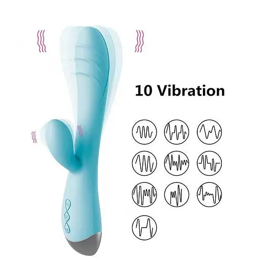 Смарт вибратор-кролик с USB зарядкой 21 см для клитора и точки G Голубой - фото 6