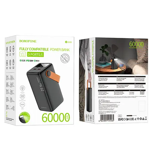 Портативний ЗП Power Bank Borofone BJ66B Magnifico 22.5W+PD20W 60000 mAh Black - фото 6