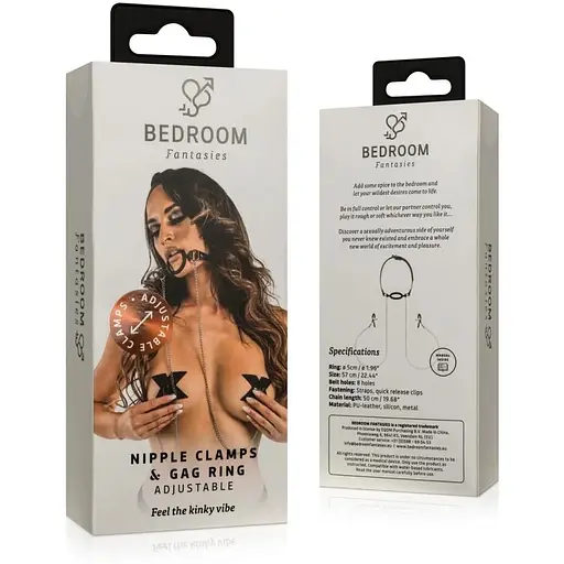 Затискачі для сосків з кляпом Bedroom Fantasies Nipple Clamps & silicone Gag Ring - фото 7
