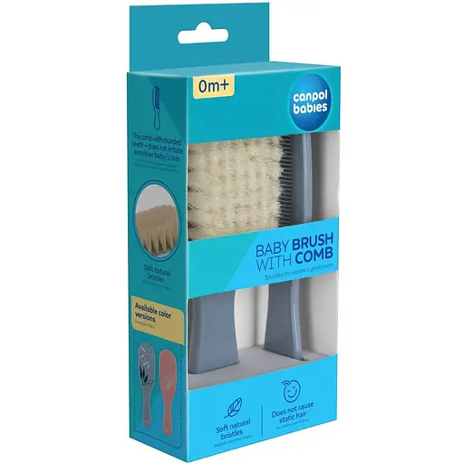 Набір для волосся Canpol babies Gold  щітка та гребінець з натуральною щетиною синій (7/406_blu2) - фото 6