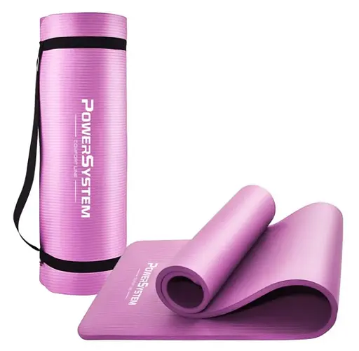 Коврик для йоги и фитнеса Power System PS-4017 NBR Fitness Yoga Mat Plus Pink (180х61х1) (PS-4017_Pink) - фото 1