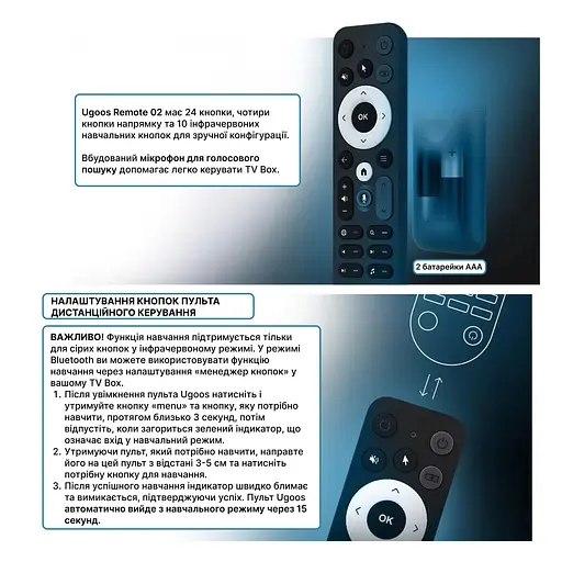 Пульт Ugoos UR-02 з мікрофоном та гіроскопом, аеромишка, Bluetooth 5.0 + IR - фото 4