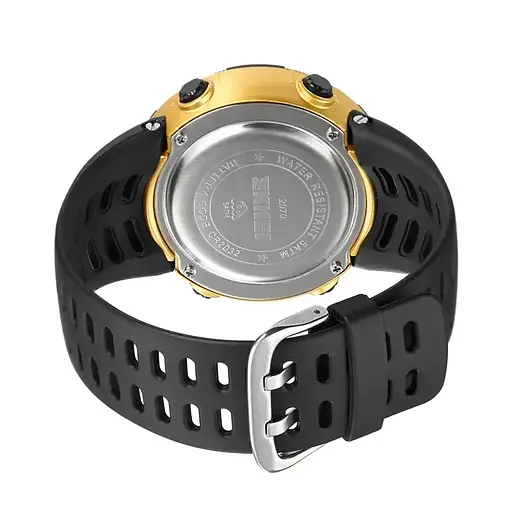 Спортивний наручний годинник Skmei 2070 (Чорний з золотим корпусом та чорним циферблатом) - фото 8