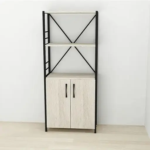 Етажерка 3/60 Ferrum-decor Серії Конект із тумбою 144x60x28 Чорний ДСП Сонома (FRD-104445)