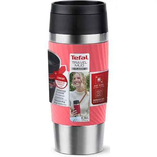 Термочашка Tefal Travel Mug Classic Twist 360 мл коралловая (N2024410) - фото 4