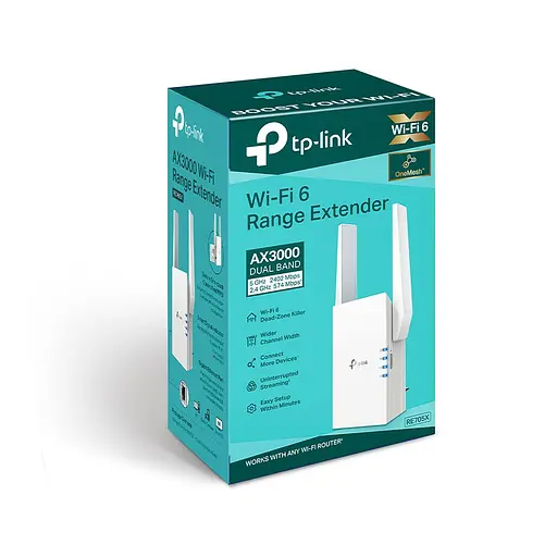 Підсилювач Wi-Fi сигналу, розширювач покриття TP-LINK RE-705X AX3000, 1хGE, MESH - фото 7