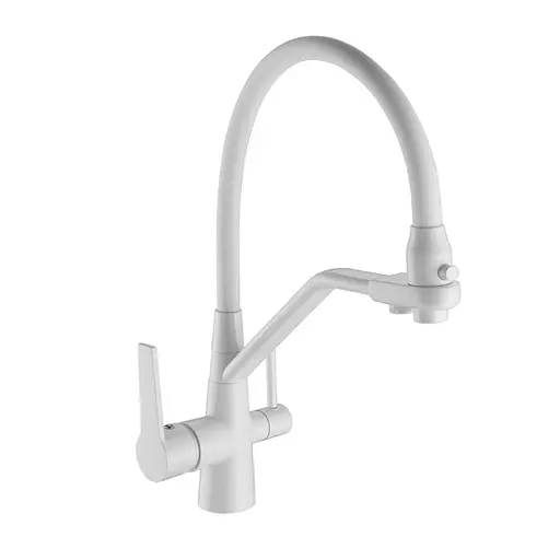 Змішувач для кухні на дві води Frap F4374-8 білий - фото 1