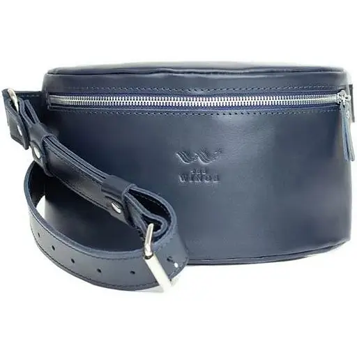 Шкіряна поясна сумка синя - фото 1