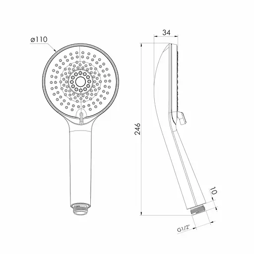 Ручной душ Imprese 110 мм, 4 режима, чорний матовий black matt f03600110BE, Черный матовый - фото 2