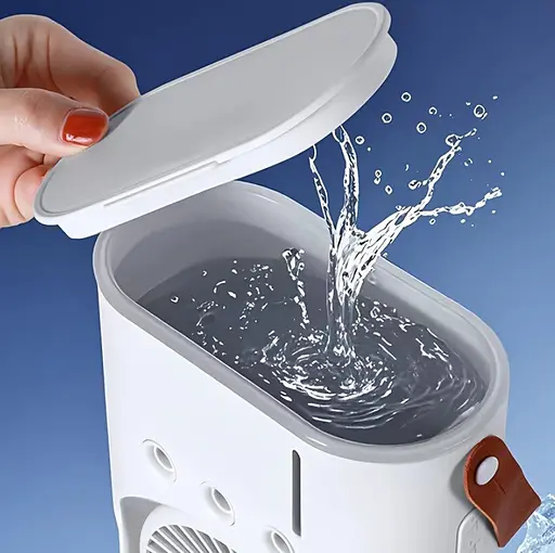 Портативный вентилятор Voltronic T1818, увлажнение, подсветка, Air Cooler Fan White - фото 11