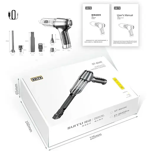 Автомобильный пылесос Suitu ST-6645 Pro мощный ручной беспроводной аккумуляторный мини - фото 9