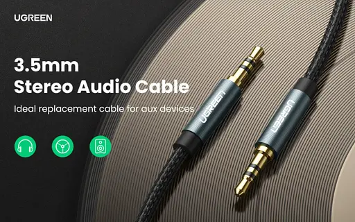 Аудио кабель Ugreen AV112 3.5 мм Male to 3.5 мм Male Cable золотистый Plated Metal with Braid 1.5 м (10686) - фото 2