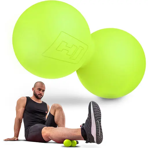 Силиконовый массажный двойной мяч Hop-Sport HS-S063DMB 63 мм салатовый - фото 2