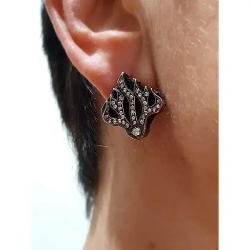 Срібні сережки Агні Вогонь з оніксом. 2402 - фото 2