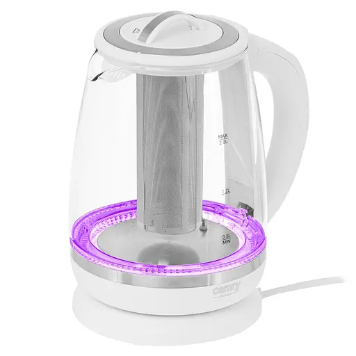 Стеклянный чайник Camry CR 1290, 2.0 л, с регулировкой температуры, LED-подсветкой, белый, электрический, 2200 - фото 3