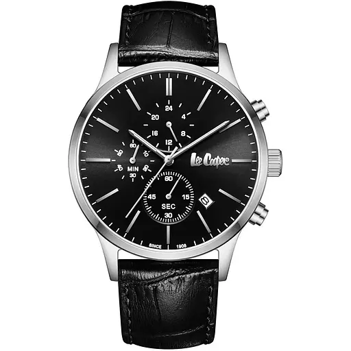 Наручний годинник чоловічий Lee Cooper Leather Black Сріблястий (3434)
