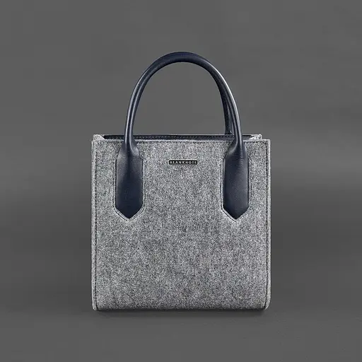 Женская фетровая сумка-кроссбоди Blackwood с кожаными синими вставками - фото 8