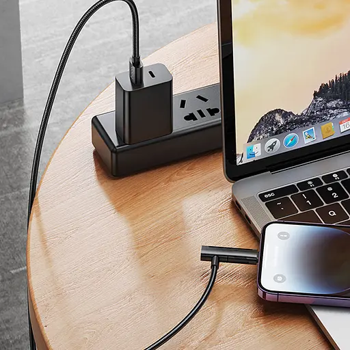 Дата кабель Hoco U135 Incredible 2in1 USB to Lightning/Type-C (1m) Black - фото 8