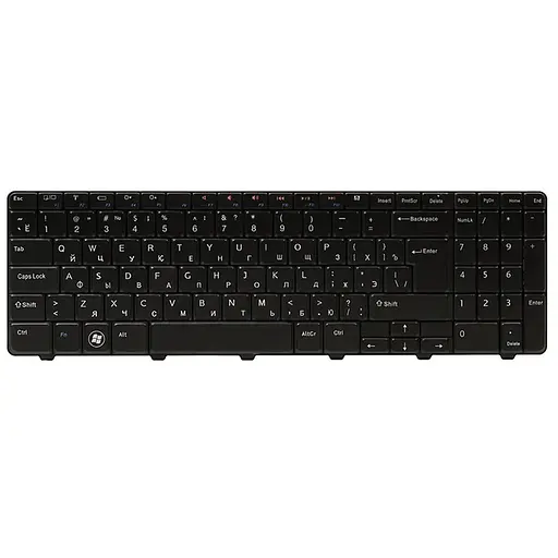 Клавiатура для ноутбука DELL Inspiron N5010 чорний, чорний фрейм (big Enter)