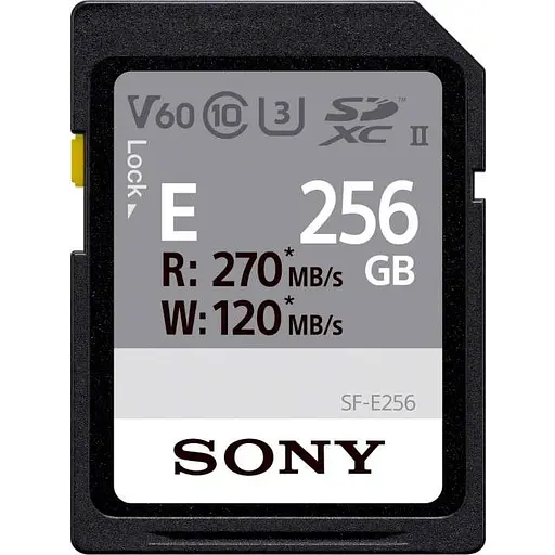 Карта памяти Sony 256GB SDXC C10 UHS-II U3 V60 R270/W120MB/s Entry (SFE256.ET4) - фото 1