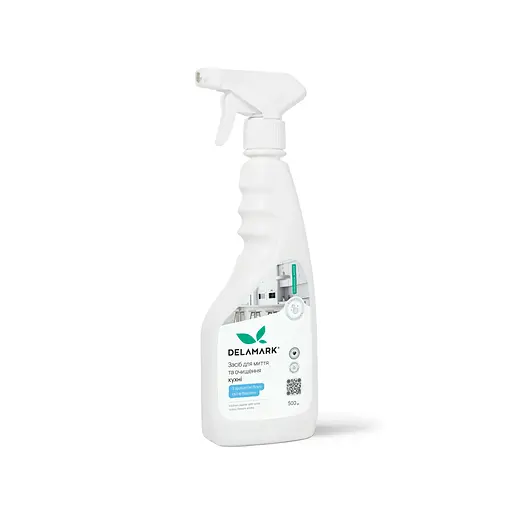 Універсальний засіб для миття кухні білі квіти бавовни DeLaMark 0,5 л - фото 1