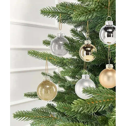 Комплект елочных шариков Chomik стеклянные 4 см шампань и серебряные 36 шт. (BOZ2201) - фото 3