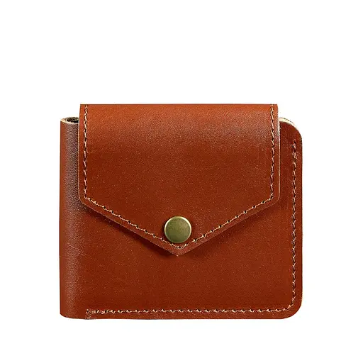 Кожаное портмоне 4.2 на кнопке светло-коричневое. - фото 7