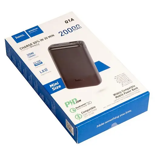 Зовнішній акумулятор Hoco Q1A Kraft Fully Compatible 20000 mAh чорний - фото 4