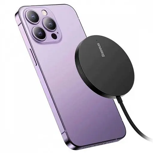 Бездротовий зарядний пристрій магнітний Baseus Simple Mini3 Magnetic 15 W чорний (CCJJ040001) - фото 3