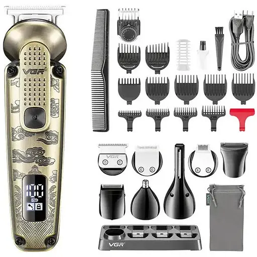 Професійна стрижка VGR V-103 8 в 1 акумуляторна триммер універсальний 5 Вт Бронза - фото 1