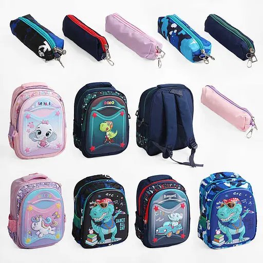 Рюкзак, пластикова вставка, пенал, регульовані лямки, 2 відділення, C65522 (В асортименті) - фото 4