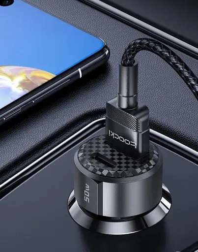 Зарядное для машины - Автоадаптер Toocki 50W PD3.0+QC3.0 1U (30 W) + 1C (20 W) TQ-CC25 - фото 8