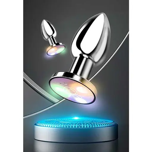 Пробка анальная стальная с вибрацией и светодиодами USB 7,2 см. K000786 - фото 2