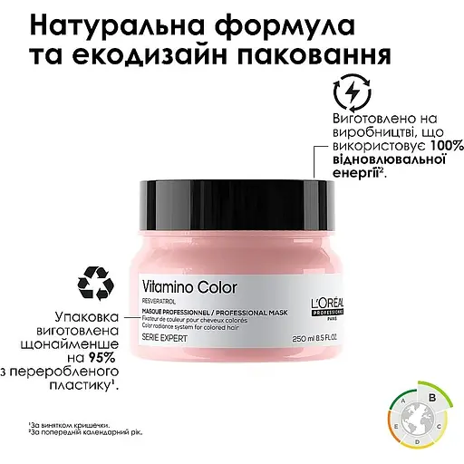 Маска L'Oreal Professionnel Serie Expert Vitamino Color для захисту та збереження кольору фарбованого волосся 250 мл - фото 3