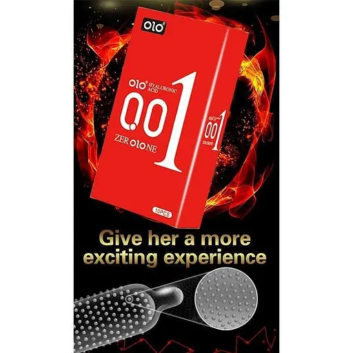 Презервативы пупырчатые ультратонкие Olo RED Foil 0.01 латексные с анестетиком и обильной смазкой 10 шт - фото 2