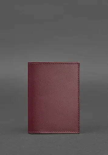 Кожаная обложка для паспорта и военного билета 1.2 бордовая Краст - фото 2