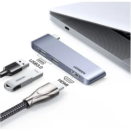 USB-хаб Ugreen CM263 USB-C to 2-Port USB 3.0 + HDMI (60567) [91958] - фото 2