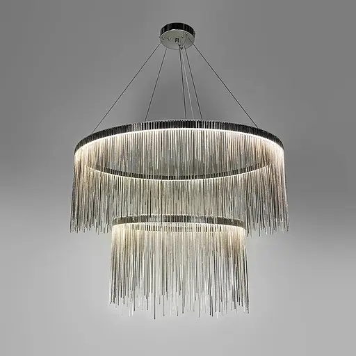 Хромована люстра з ланцюжками на 2 яруси Ø 80+50 см | Line F | Арт. SP07-800+500 - фото 7