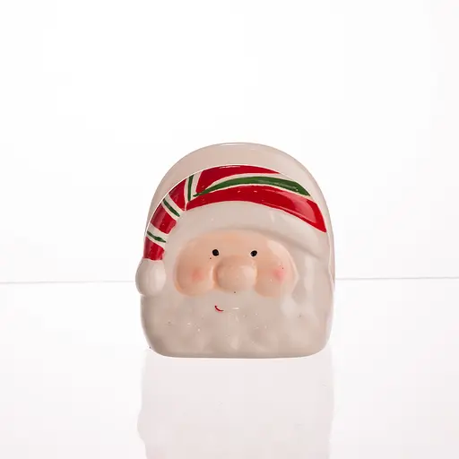 Серветниця Yiwu на стіл новорічна кухонна Santa Ø15 см порцелянова CR-1-37 - фото 2