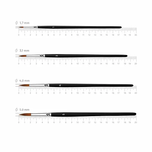 Набір пензлів №2 синтетика 4шт кругла (№1,3,4,5) коротка ручка Arteo - фото 2