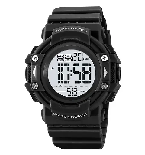 Годинник чоловічий спортивний наручний Skmei 2195 (Чорний з білим циферблатом)