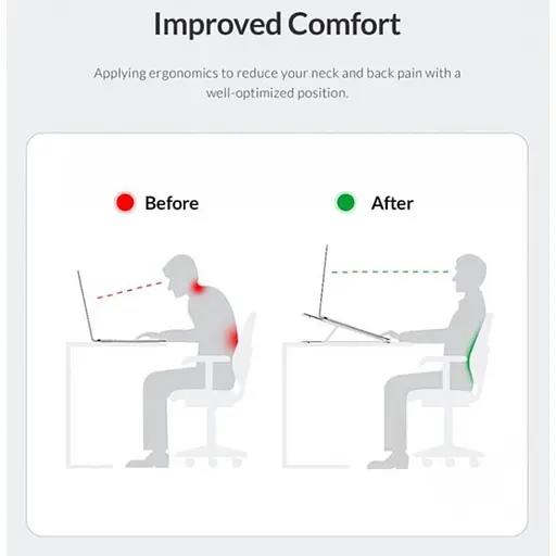 Подставка для ноутбука Orico 11-17", 7 position (15°-45°) metal (HS081676) - фото 4